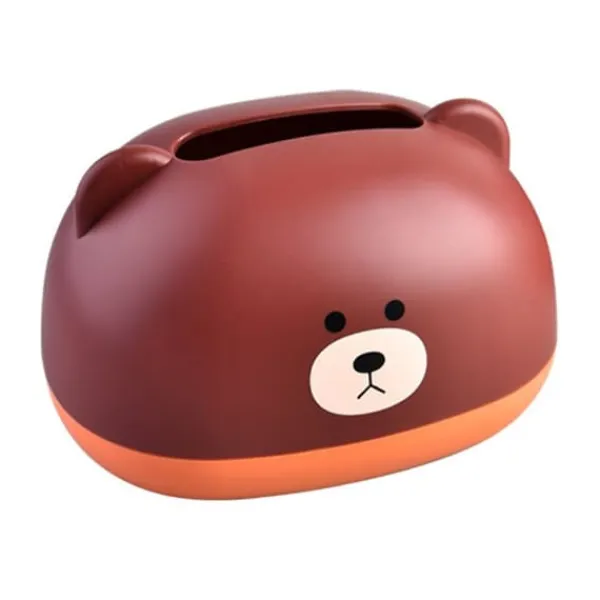Tissue Box Cover PP Cute Cartoon Animal Desktop Tissue Dispenser Servietholder Case til Badeværelse Stue Soveværelse Køkken Brun Sale