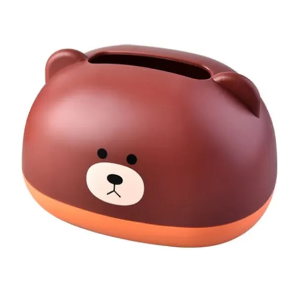 Tissue Box Cover PP Cute Cartoon Animal Desktop Tissue Dispenser Servietholder Case til Badeværelse Stue Soveværelse Køkken Brun Sale