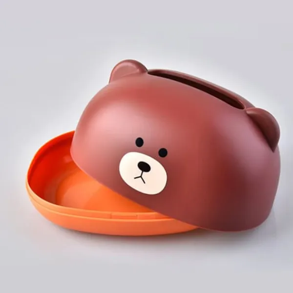 Tissue Box Cover PP Cute Cartoon Animal Desktop Tissue Dispenser Servietholder Case til Badeværelse Stue Soveværelse Køkken Brun Sale