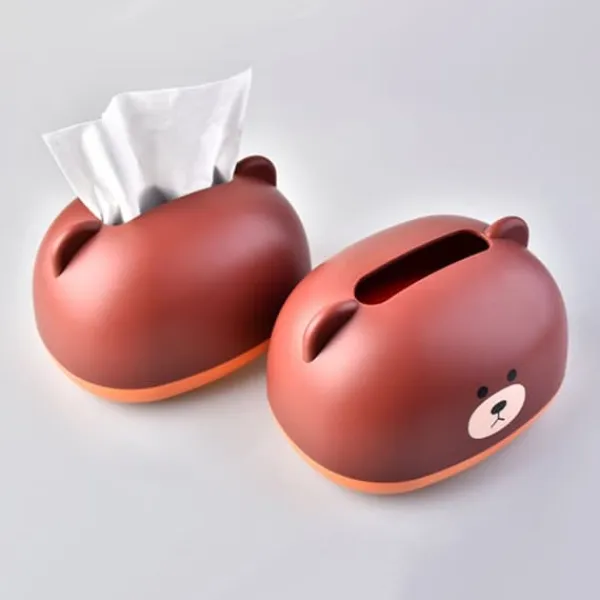 Tissue Box Cover PP Cute Cartoon Animal Desktop Tissue Dispenser Servietholder Case til Badeværelse Stue Soveværelse Køkken Brun Sale