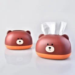 Tissue Box Cover PP Cute Cartoon Animal Desktop Tissue Dispenser Servietholder Case til Badeværelse Stue Soveværelse Køkken Brun Sale