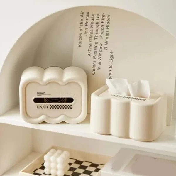 Tissue Box Cover Sky Form Multifunktionel Plast Dekorativ Tissue Box Holder til stue Spisebord Hvid bund Discount