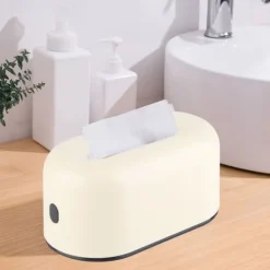 Tissue Box Holder Vandtæt Simple Creme Gul Plast Tissue Paper Box med bred åbning til kontor soveværelse Stue Hot