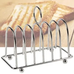 Toaststativ med 6 skiver i rustfrit stål med håndtag til køkken og bageri Clearance