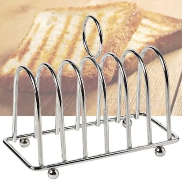 Toaststativ med 6 skiver i rustfrit stål med håndtag til køkken og bageri Clearance