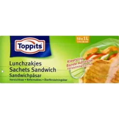 Madopbevaringsposer>Toppits madposer genlukkelige 1 l 50 stk.