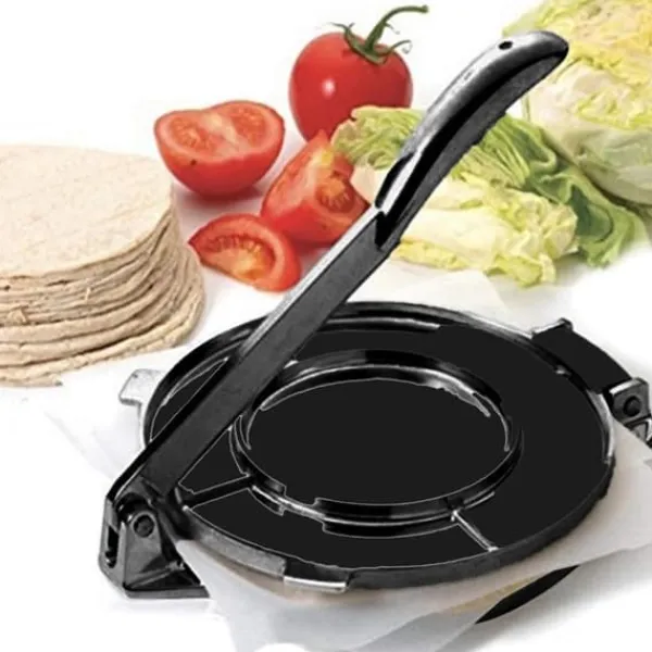 Tortillapresse i aluminium 20 cm sort til fremstilling af kinesiske kager, bagværk, pizzapresse i aluminiumslegering, presseværktøj Outlet