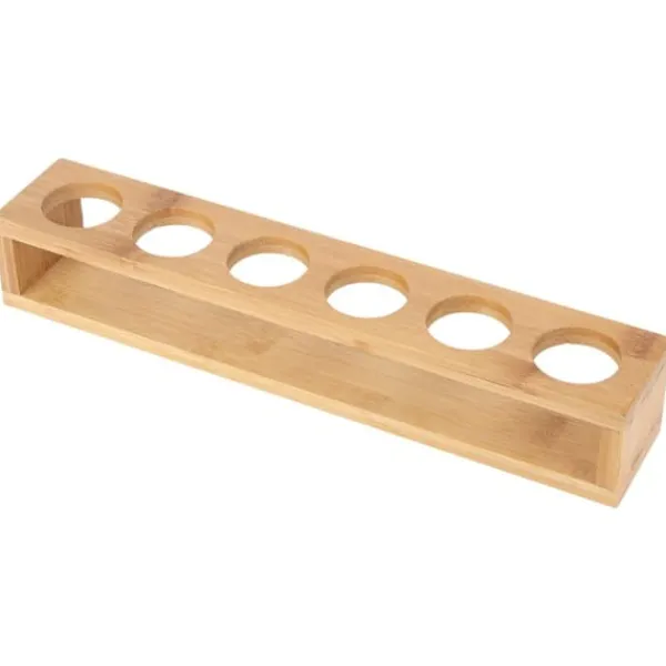 Vinflaskeholdere>Træ Skrivebord Enkelt Række 6 Flasker Vinkopreol Glasholder Displayhylde Organizer 6 Huller