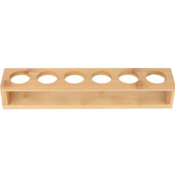 Vinflaskeholdere>Træ Skrivebord Enkelt Række 6 Flasker Vinkopreol Glasholder Displayhylde Organizer 6 Huller