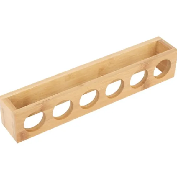Vinflaskeholdere>Træ Skrivebord Enkelt Række 6 Flasker Vinkopreol Glasholder Displayhylde Organizer 6 Huller