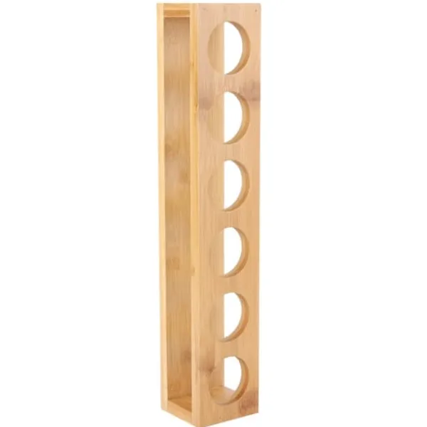 Vinflaskeholdere>Træ Skrivebord Enkelt Række 6 Flasker Vinkopreol Glasholder Displayhylde Organizer 6 Huller