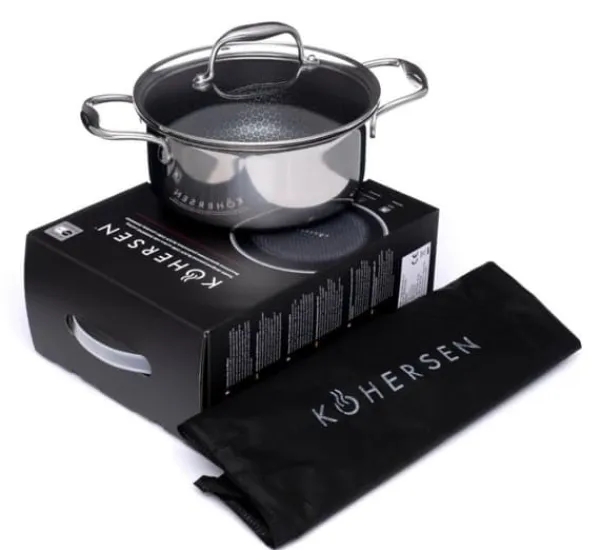 TRADITIONEL GRYDE MED NON-STICK BELÆGNING KOHERSEN BLACK CUBE 20CM 2,8L New