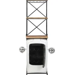 Traktordesign vinskab i ru mangotræ - 2 hylder, 9 flaskeholdere | Størrelse: 49x31x172 cm New