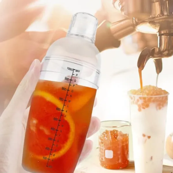 Cocktailshakers & Drinkudstyr>Transparent Anti-Lak Cocktail Shaker Mixer med Skalaværktøj (1000ml)