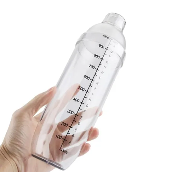Cocktailshakers & Drinkudstyr>Transparent Anti-Lak Cocktail Shaker Mixer med Skalaværktøj (1000ml)