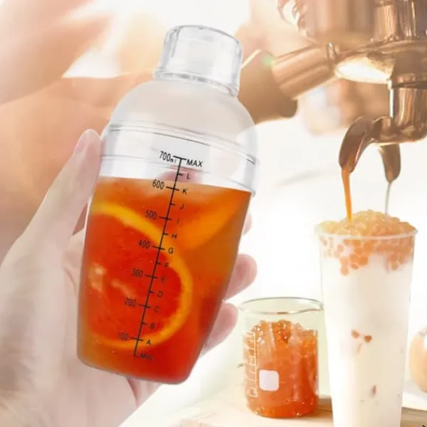 Cocktailshakers & Drinkudstyr>Transparent Anti-Lækage PC Harpiks Cocktail Shaker Mixer med Vægtstang (700ml)