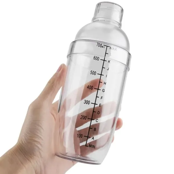Cocktailshakers & Drinkudstyr>Transparent Anti-Lækage PC Harpiks Cocktail Shaker Mixer med Vægtstang (700ml)