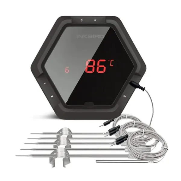 Trådløs BBQ-termometer, Bluetooth-kompatibel, op til 6 prober,6XS Sort 6 sensor Sale