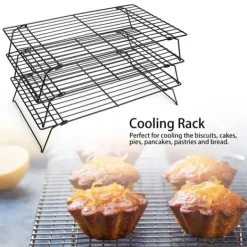 Tre Lags Nonstick Køleplade Bageplade Køkken Brød Kagerist Konditorværktøj 40x25x9cm New