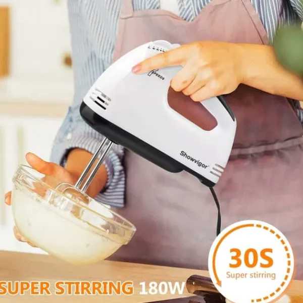 Mixere & Blendere>7-trins elektrisk håndmixer – Automatisk ægge- og dejpiskeris, perfekt til brød og bagning