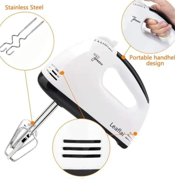Mixere & Blendere>7-trins elektrisk håndmixer – Automatisk ægge- og dejpiskeris, perfekt til brød og bagning