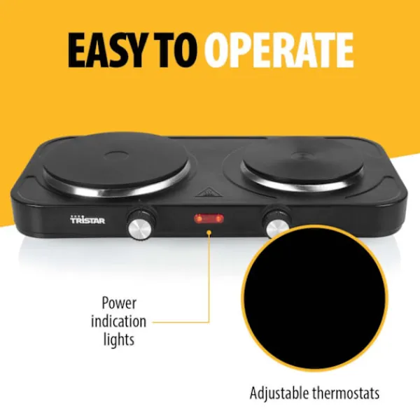 Portable Komfurer>Tristar Kokplatta dubbel KP-6152 2500W