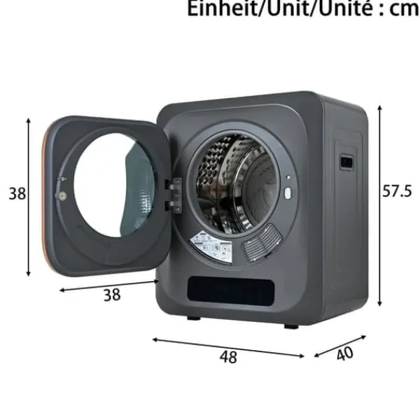 Tørretumblere>Tørretumbler 3-4 kg i rustfrit stål, 850 W med multifiltersystem, 6 programmer og overophedningsbeskyttelse (vægmontering)