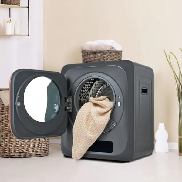 Tørretumbler 3-4 kg i rustfrit stål, 850 W med multifiltersystem, 6 programmer og overophedningsbeskyttelse (vægmontering) New