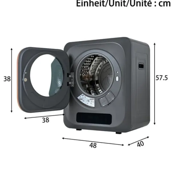 Tørretumblere>Tørretumbler 3-4 kg i rustfrit stål, 850 W med multifiltersystem, 6 programmer og overophedningsbeskyttelse (vægmontering)