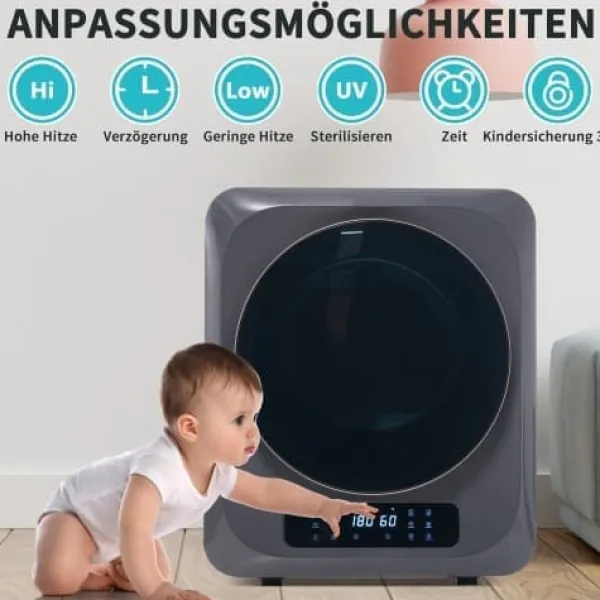Tørretumblere>Tørretumbler 2,5 kg (op til 4 kg) Rustfrit stål 850W – 6 programmer, multifunktioner, multifilter, overophedningsbeskyttelse, vægmonterbar