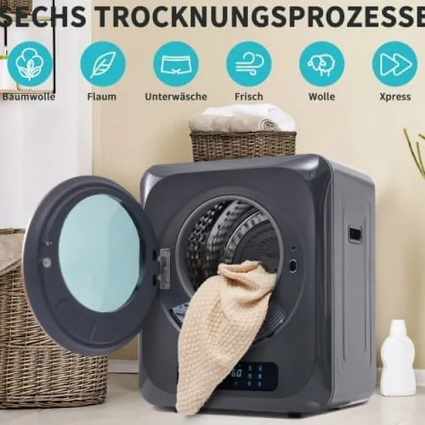 Tørretumblere>Tørretumbler 2,5 kg (op til 4 kg) Rustfrit stål 850W – 6 programmer, multifunktioner, multifilter, overophedningsbeskyttelse, vægmonterbar