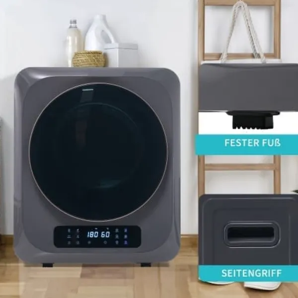 Tørretumblere>Tørretumbler 2,5 kg (op til 4 kg) Rustfrit stål 850W – 6 programmer, multifunktioner, multifilter, overophedningsbeskyttelse, vægmonterbar