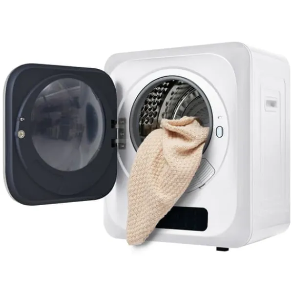 Tørretumblere>Tørretumbler 3-4 kg rustfrit stål, 850 W med multifiltersystem, 6 programmer og overophedningsbeskyttelse (vægmonteret)