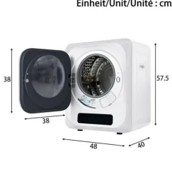 Tørretumbler 3-4 kg rustfrit stål, 850 W med multifiltersystem, 6 programmer og overophedningsbeskyttelse (vægmonteret) Outlet