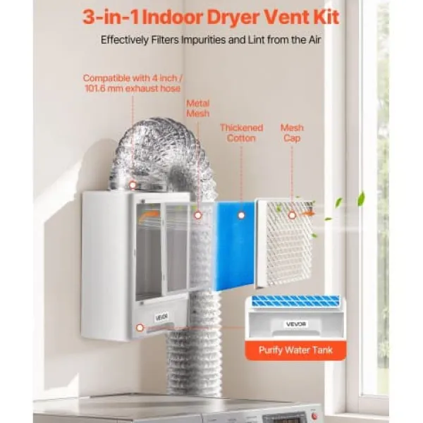 Tørretumbler Ventilationssæt, 236x134x294 mm, Hvid, ABS-materiale Outlet