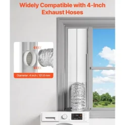 Tørretumblere>Tørretumblerventilationssæt 101,6 mm, Justerbar til Skydevinduer, Passer til Slange