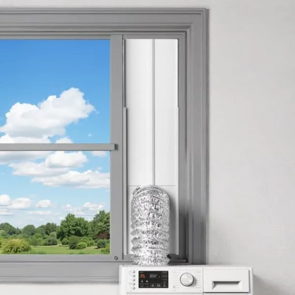 Tørretumblere>Tørretumblerventilationssæt 101,6 mm, Justerbar til Skydevinduer, Passer til Slange