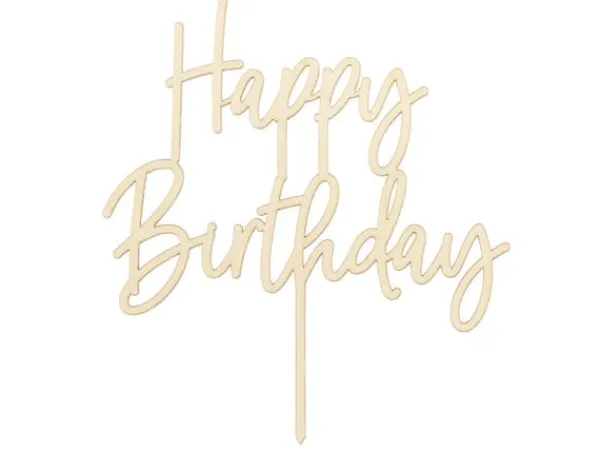 Udstyr Til Kagedekoration>Trætop i form af "Happy Birthday", 16,5 cm