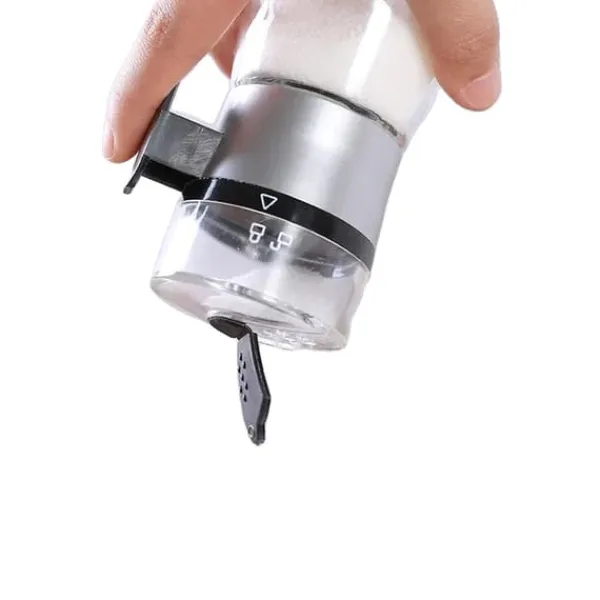 Salt- & Peberstrøere>Tryk-Type Saltbeholder, Miljøvenligt Glas, Nem Udløsning, Alsidig Krydderbeholder