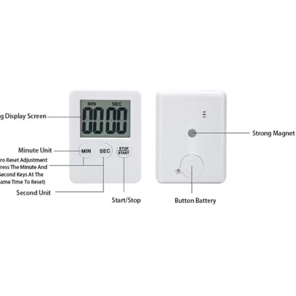 Æggeure>Tynd Køkken Timer Timer Storskærm Digital Magnetisk Nedtælling - Lyseblå