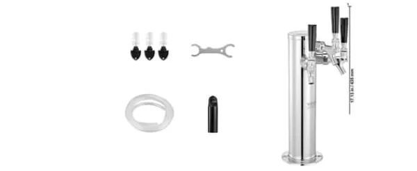 Ølhaner>Udkast Øltårnssæt, Tredobbelt Tap System, Rustfrit Stål Konstruktion,3 Haner Vandhane