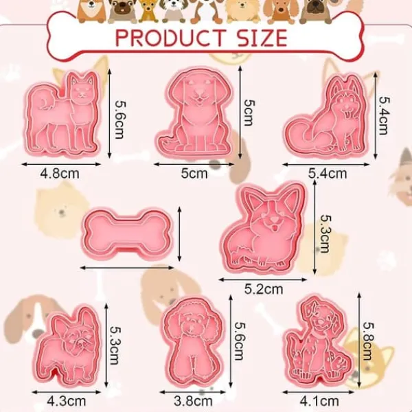 Udstikkere>Udstikkere med stempel Hunde Hundeforme 8 stk.