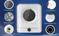 Udsugningstørrer, 3 kg kapacitet (op til 4,5 kg), rustfrit stål, 830 W, multifiltrering, 5 programmer, overophedningsbeskyttelse Clearance