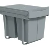 Affaldssorteringsspande>Udtræksbeholder, 2 x 20 liter, aftagelige beholdere, plastik, metal, grå
