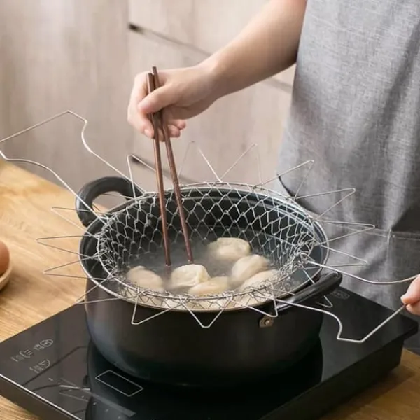 Fritøse>Udvidelig Friturekurv i Rustfrit Stål - 23 cm