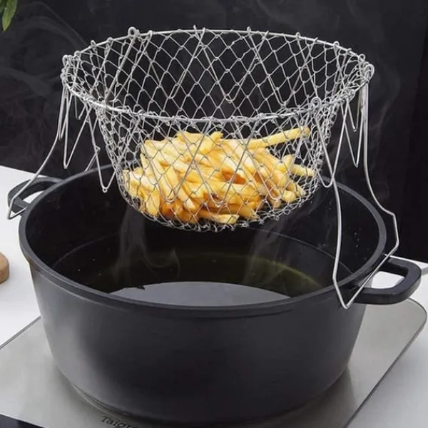 Fritøse>Udvidelig Friturekurv i Rustfrit Stål - 23 cm