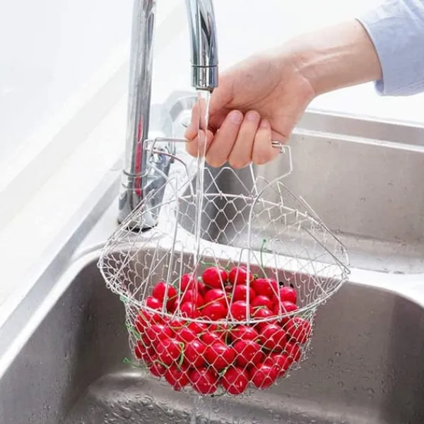 Fritøse>Udvidelig Friturekurv i Rustfrit Stål - 23 cm