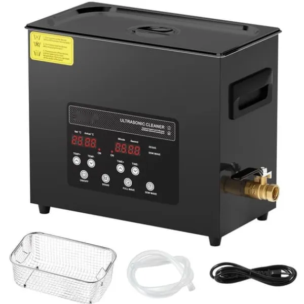 Ultralydsrenser>Ultra Sonic Rengøringsmaskine 6L, med Kurvvarmer og Timer, 180W Power Efficiency