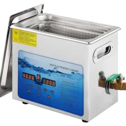 Ultralydsrensemaskine, 36KHz~40KHz justerbar frekvens, 6L 220V, digital timer og varmelegeme. Ideel til smykker og briller. FCC/CE/RoHS godkendt.