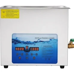 Ultralydsrensemaskine, 36KHz~40KHz justerbar frekvens, 6L 220V, digital timer og varmelegeme. Ideel til smykker og briller. FCC/CE/RoHS godkendt.